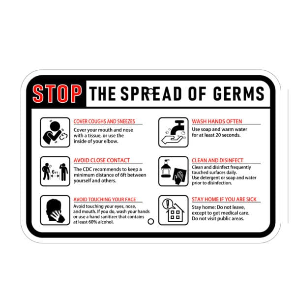 Stop The Spread Of Germs Sign San Diego