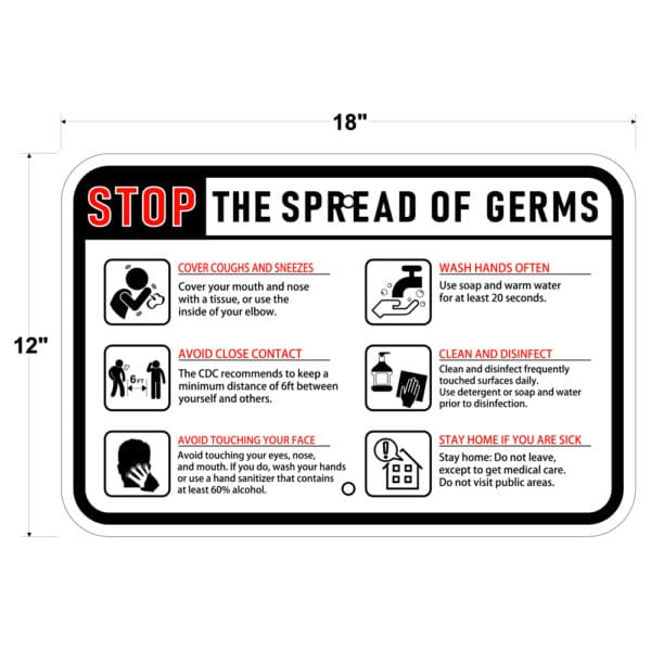 Stop The Spread Of Germs Sign San Diego